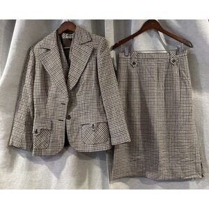 Roth Le Cover Women's Maxi Skirt Houndstooth Suit Set Size 16 Vtg 90's‎